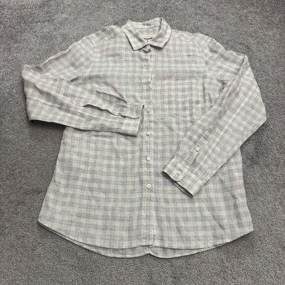Guideboat Tessitura Monti Italian Linen Button Down Shirt Mens Small Blue Plaid - Picture 1 of 15
